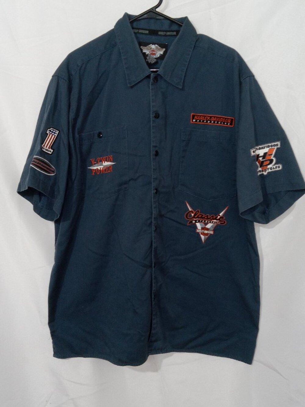 Vintage Harley-Davidson Mechanic Shirt XL Y2K Work Shirt Racing Button Up V Twin
